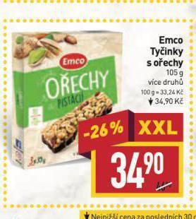 Billa Emco tyčinky s ořechy nabídka