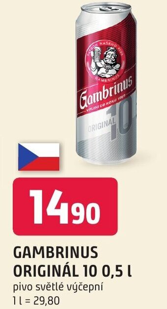 Trefa GAMBRINUS ORIGINÁL 10 0,5 L nabídka