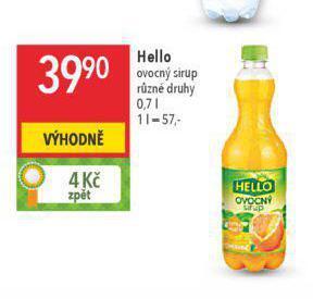 Globus Hello ovocný sirup nabídka