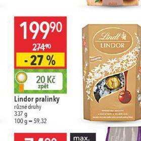 Globus Lindor pralinky nabídka