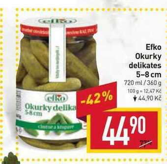 Billa Efko okurky delikates 5-8 cm 720 ml/360 g nabídka