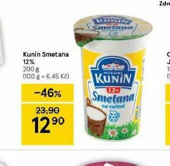 Tesco Kunín smetana 12% nabídka