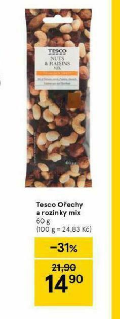 Tesco Tesco ořechy a rozinky mix nabídka