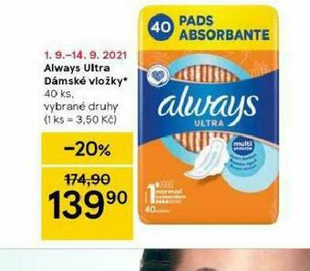 Tesco Always ultra dámské vložky nabídka