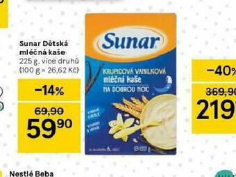 Tesco Sunar dětská mléčná kaše nabídka