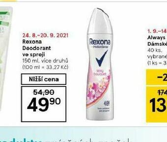 Tesco Rexona deodorant nabídka
