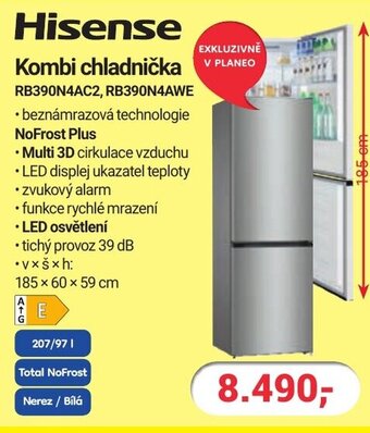 Hisense Kombi chladnička RB390N4AC2, RB390N4AWE