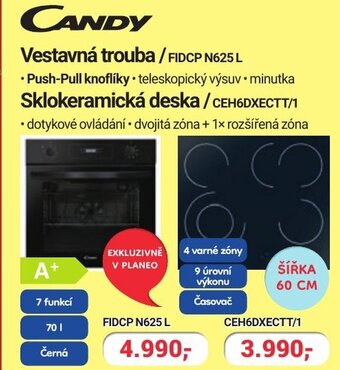 Planeo Elektro CANDY Vestavná trouba/ FIDCP N625 L nabídka