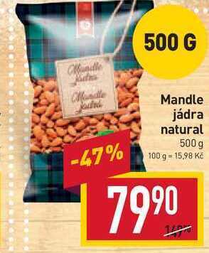 Billa Mandle jádra natural 500 g nabídka
