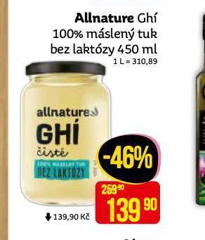 Teta Allnature ghí 100% máslený tuk bez laktózy nabídka