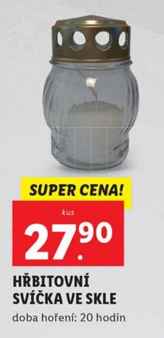Lidl HŘBITOVNÍ SVÍČKA VE SKLE nabídka