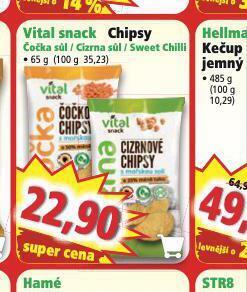 Norma Vital snack chipsy nabídka