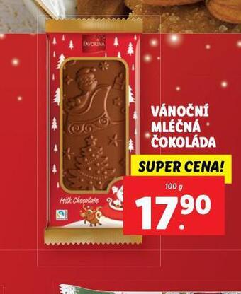 Lidl Vánoční mléčná čokoláda nabídka