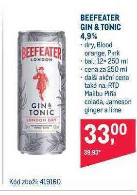 Makro Beefeater gin & tonic 4,9% plech 250 ml nabídka