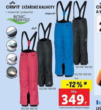 Lidl Crivit lyžařské kalhoty nabídka