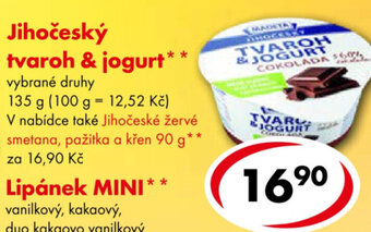 CBA Jihočeský tvaroh & jogurt nabídka
