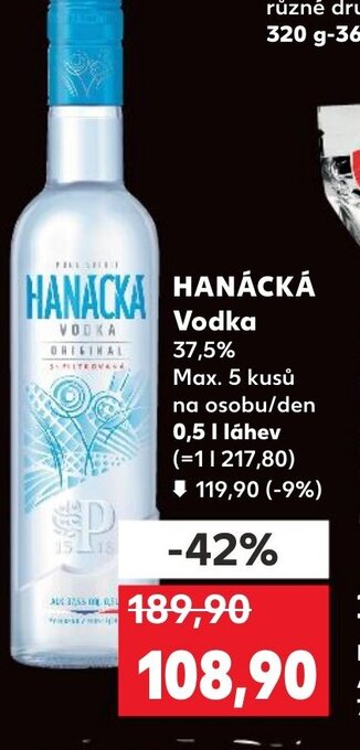 Kaufland HANÁCKÁ Vodka nabídka