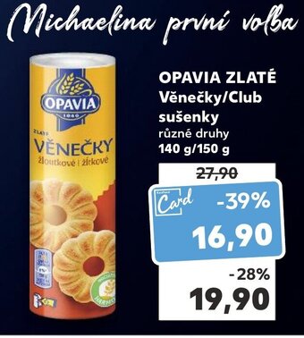 Kaufland OPAVIA ZLATÉ Věnečky/Club sušenky nabídka