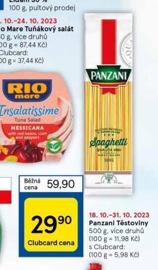 Tesco Panzani těstoviny nabídka