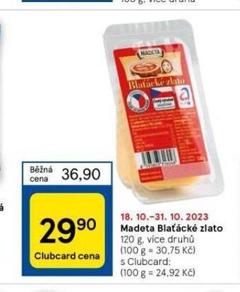 Tesco Madeta blaťácké zlato nabídka