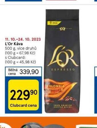 Tesco L´or káva nabídka