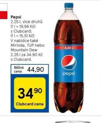 Tesco Pepsi, mirinda, 7up, mountain dew nabídka