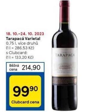 Tesco Tarapacá varietal nabídka