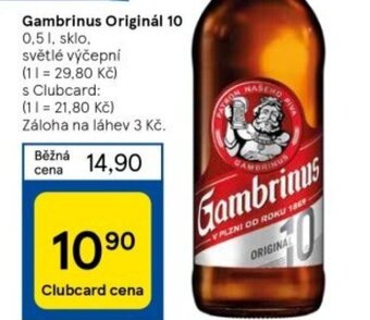 Tesco Gambrinus Originál 10 0,5 L nabídka