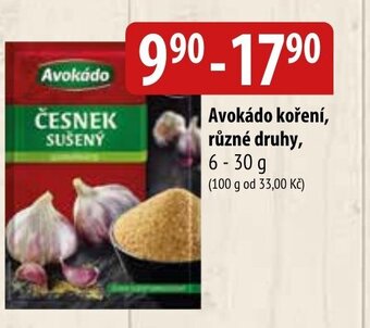 Bala Avokádo koření, různé druhy nabídka