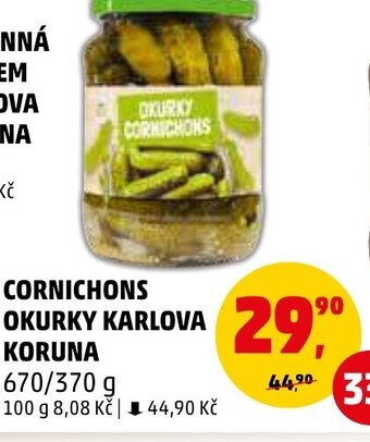 Penny Market CORNICHONS OKURKY KARLOVA KORUNA nabídka