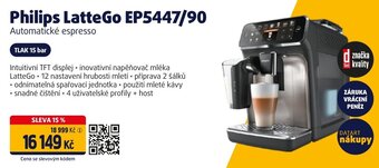 Datart Philips LatteGo EP5447/90 Automatické espresso nabídka