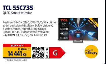 Datart TCL 55C735 QLED Smart televize nabídka