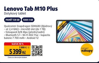 Datart Lenovo Tab M10 Plus Dotykový tablet nabídka