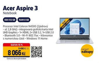 Datart Acer Aspire 3 Notebook nabídka
