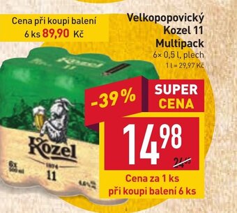 Billa Velkopopovický Kozel 11 Multipack nabídka