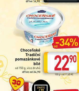 Billa Choceňské tradiční pomazánkové nabídka