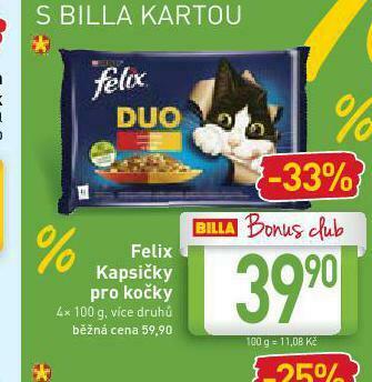 Billa Felix kapsičky pro kočky nabídka