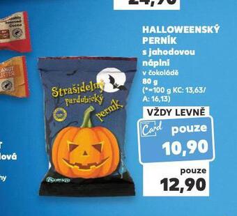 Kaufland Halloweenský perník s jahodovou náplní nabídka