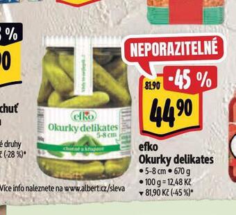 Albert Efko okurky delikates nabídka