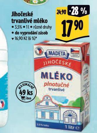 Albert Jihočeské trvanlivé mléko nabídka