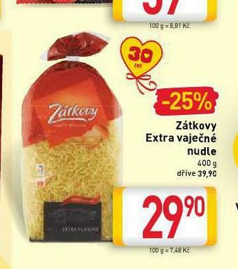 Billa Zátkovy vaječné těstoviny nabídka