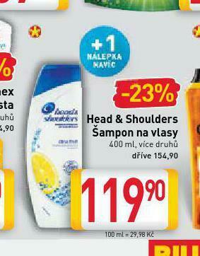 Billa Head &amp; shoulders šampon nabídka
