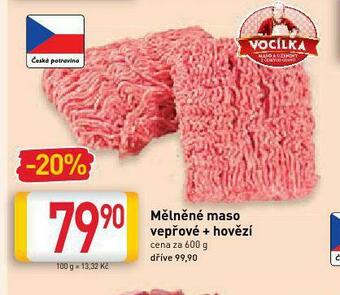 Billa Mělněné maso vepřové + hovězí nabídka