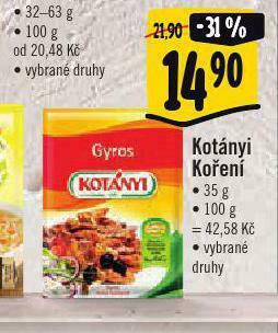 Albert Kotányi koření nabídka