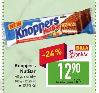 Billa Knoppers NutBar nabídka