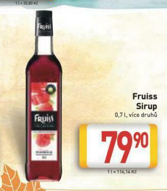 Billa Fruiss sirup nabídka