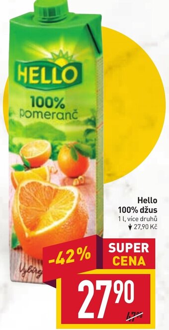 Billa Hello 100% džus nabídka