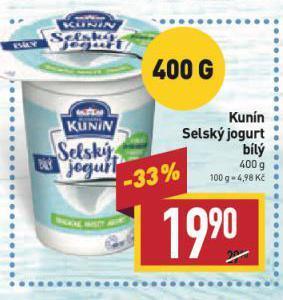 Billa Kunín selský jogurt nabídka