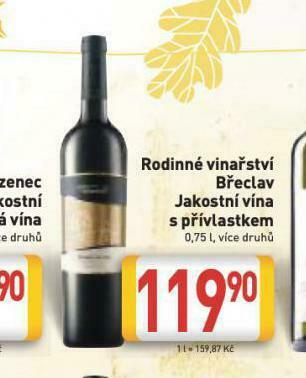 Billa Rodinné vinařství břeclav nabídka