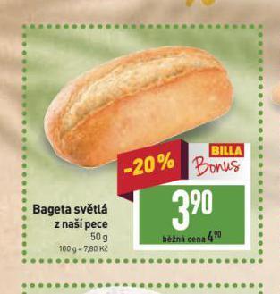 Billa Bageta světlá nabídka